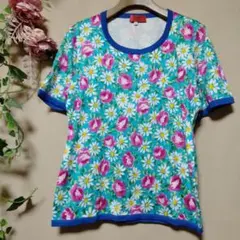 73.美品　ウンガロ　花柄カットソー　サイズМ　Tシャツ　半袖