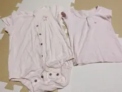 ピンクのロンパースとTシャツセット　ファミリア