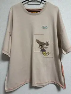 Left Alone フクロウ刺繍Tシャツ　サイズL
