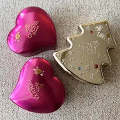 GODIVA 空き缶 小物入れ 3個セット ハート型 クリスマスツリー型
