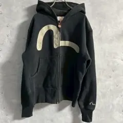 エヴィス EVISU ジップアップパーカー スウェット ビッグカモメ刺繍 裏起毛