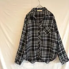 Easebule 長袖シャツ　チェックシャツ　ブラック　Lサイズ　ゆったり