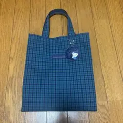 familiar 青系ファミリア チェック トートバッグ