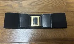 ベルト　ウエストマーク　ブラック　ゴールド　合皮　スクエア