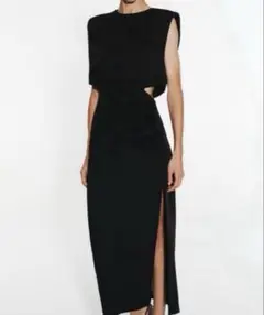 ZARA カットアウトディテール入りミディ丈ワンピース USA:M