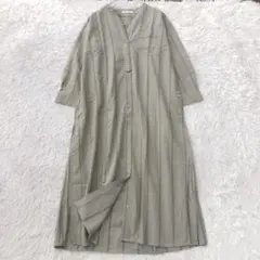【美品】ノースオブジェクトプチ麻混シャツワンピース ロング 長袖 オーバーサイズ