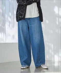 ストレートデニム ハイウエスト 青