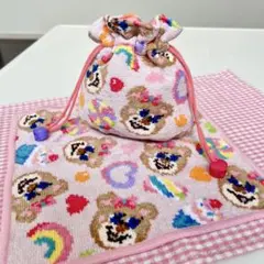 《美品》　フェイラー 巾着　ハッピーポップニナ・パープル　ハンカチ　セット