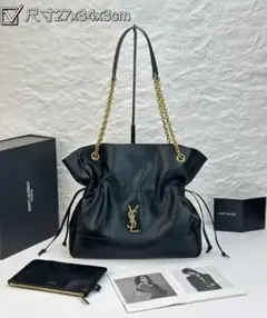 YSL ブラックレザーショルダーバッグ