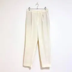 クーム　パンツ　スラックス　38 ホワイト　ウエストゴム　オフィス　カジュアル