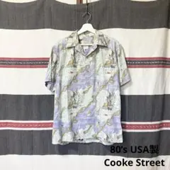 80sUSA製 Cooke Street プルオーバーオープンカラーアロハシャツ