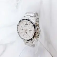 TECHNOS chronograph　クロノグラフ　時計　シルバー　新品電池