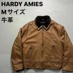 HARDY AMIES レザーボンバージャケットムートンアクリル牛革M
