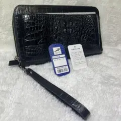 【新品】クロコダイル　セカンドバッグ　ブラック