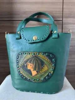 【未使用】レザー製　トートバッグ　グリーン