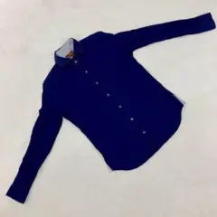 MEN'S BIGI シャツ 無地 長袖 コットン ブルー Mサイズ シンプル