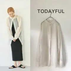 TODAYFUL スタンドカラー　シアーシャツ　ベージュ　美品