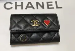 CHANEL シャネル ブラック 黒 カードケース ミニ財布 キャビアスキン