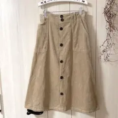 ems excite フロントボタンコーデュロイスカート
