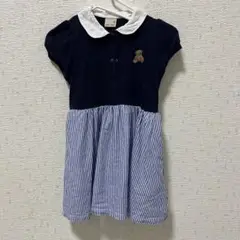 【美品】petit main ワンピース くま ポロシャツ ネイビー 80cm