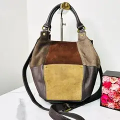 【極美品】Dakota 2way ショルダーバッグ パッチワーク レザー 茶色