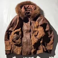 90s Suède far hoodie leather jacket y2k