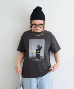 新品 タグ類無し CharmフォトプリントTシャツ チャコールグレー