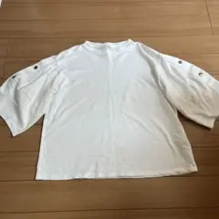 mumu THE SECRET BEAN 袖ボタン　トップス　Tシャツ　ホワイト
