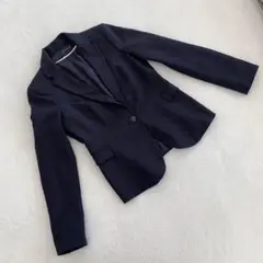 ZARA BASIC ジャケット テーラード ネイビー コットン混 1ボタン M