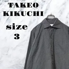 S【良品】TAKEO KIKUCHI 長袖シャツ レギュラーカラー 黒【3】