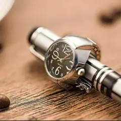 新品 未使用 指輪 時計 シンプル 黒 18