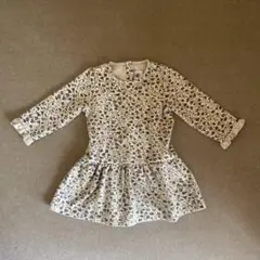 プチバトー 花柄長袖ワンピース（81cm）