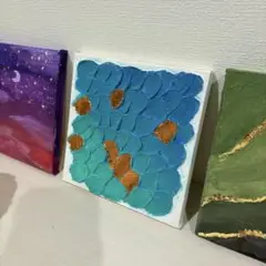 光が差した海底をイメージした うろこ模様 金箔入り テクスチャーアート パネル