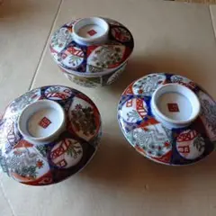 骨董品　古伊万里　月弓　金彩染錦窓絵　青海波紋　蓋付鉢　丼茶碗　有田焼　明治期 有田焼 【復刻古伊万里】錦色絵蓋丼 - 有田焼 八右衛門窯 大慶