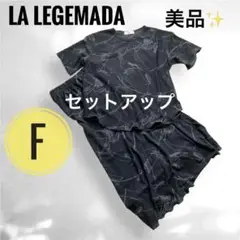 未使用品級✨半袖　スカートセットアップ 総柄　ブラック　黒　【F】