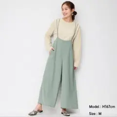GU　2WAYストラップサロペットワイドパンツ　M　ミント