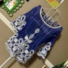 Andorra クラシカル風 コード刺繍✧ シアーカットソー 古着
