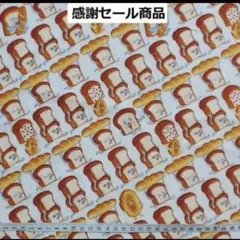 感謝セール商品　パンどろぼう　斜め柄　20　生地　はぎれ　絵本