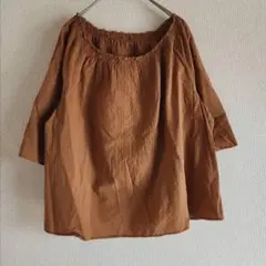【NEWYORKERBLUE】（M）刺繍入り五分袖ブラウス/チュニックシャツ