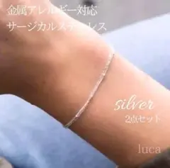 サージカルステンレス ドット シルバー 2点セット ブレスレット エピチェーン