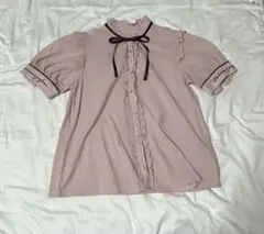 axes femme アウトレット品　ピンクリボンブラウス