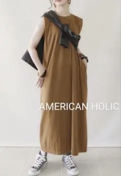 新品　AMERICAN HOLIC ロゴノースリーブカットワンピース