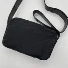 ロエベ ナイロン×レザー ショルダーバッグ ロゴ刺繍 ブラック