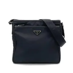 【美品】プラダ 斜め掛けショルダーバッグ ナイロン レザー ブラック Q82