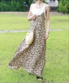 花柄キャミソールロングワンピース