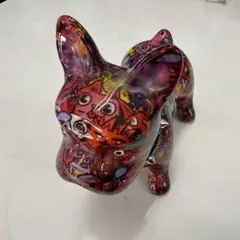カラフルなフレンチブルドッグ 置物 貯金箱