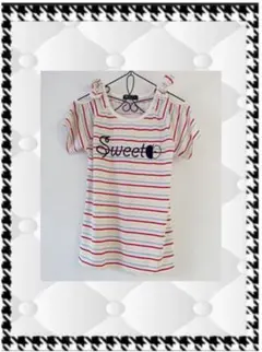 ストライプ柄オフショルダーTシャツ