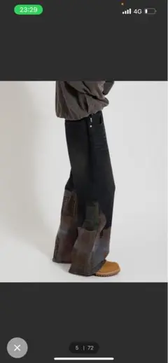 自由の女神プリント ワイドレッグデニムパンツ