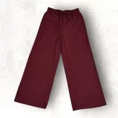 GU ウエストゴム ドローストリングイージーワイドパンツ ボルドー M