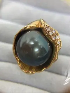 18K 黒蝶真珠 クロチョウパール リング